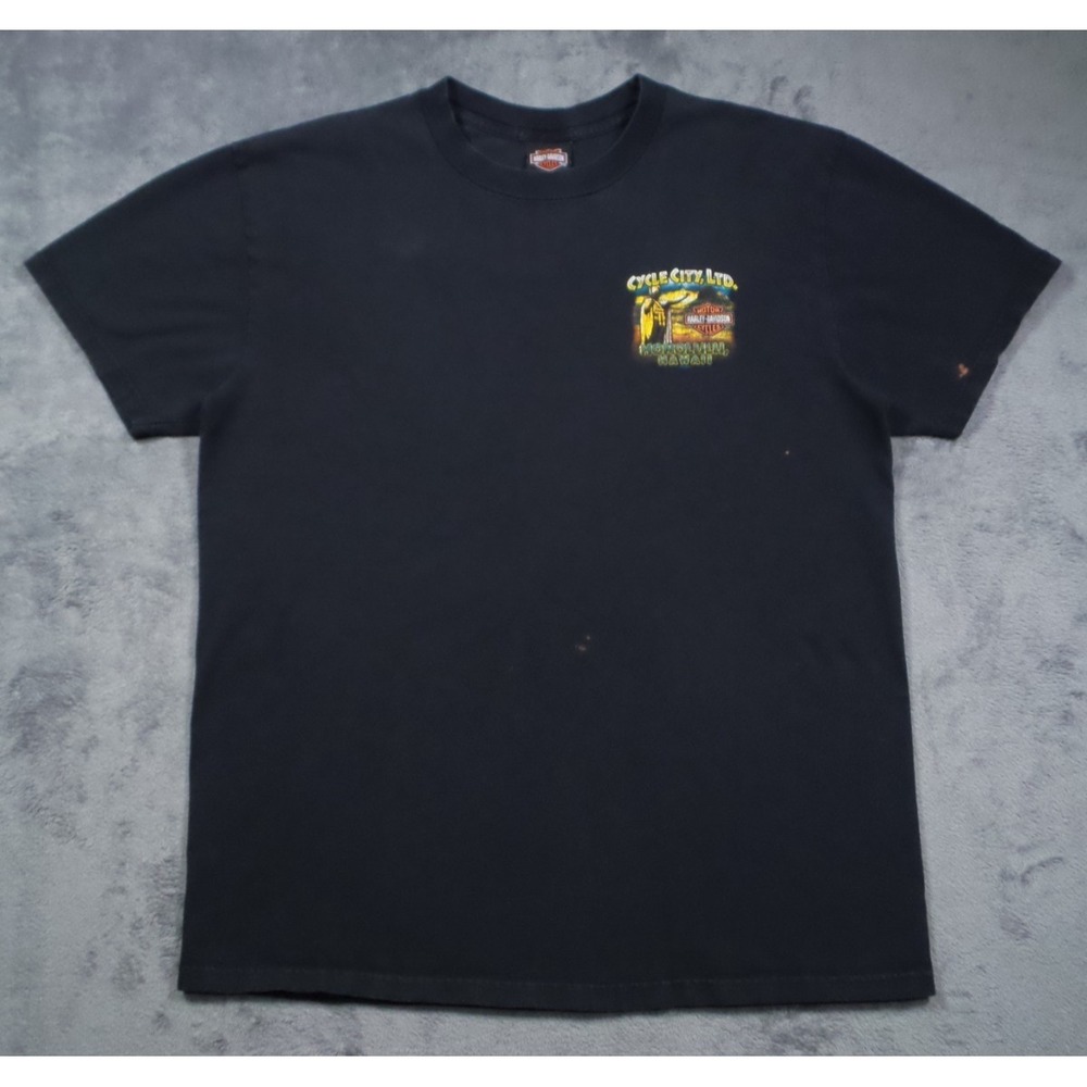 Harley Davidson Shirt Mens Size XL Black Short Sleeve Crew Neck Cycle City HI 08